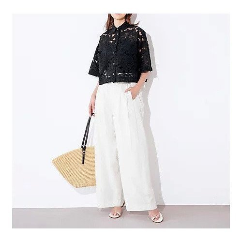 【サクラ/SACRA】のレースクロップト丈シャツ 人気、トレンドファッション・服の通販 founy(ファニー) 　ファッション　Fashion　レディースファッション　WOMEN　トップス・カットソー　Tops/Tshirt　シャツ/ブラウス　Shirts/Blouses　おすすめ　Recommend　クロップド　Cropped　コンパクト　Compact　コンビ　Combination　タンク　Tank　ノースリーブ　No Sleeve　バランス　Balance　マニッシュ　Mannish　モチーフ　Motif　リーフ　Leaf　レース　Race　エレガント 上品　Elegant　夏　Summer　other-3|ID: prp329100004459423 ipo3291000000031901718