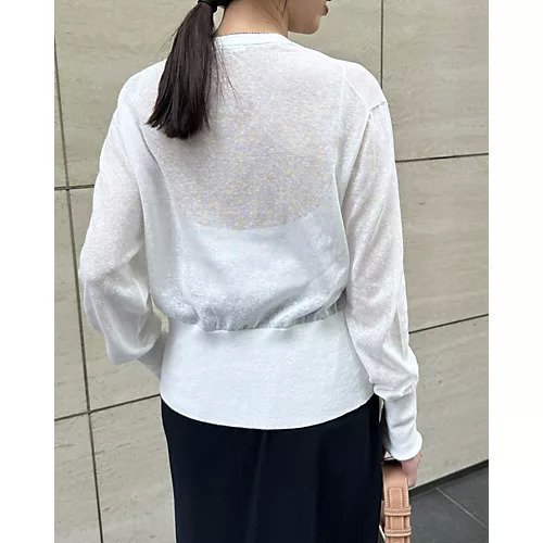 【ウィムガゼット/Whim Gazette】の【Marisol別注】シアーニットカーディガン 人気、トレンドファッション・服の通販 founy(ファニー) 　ファッション　Fashion　レディースファッション　Fashion for Women　トップス・カットソー　Cut & Sew Tops　ニット　Knit Tops & Sweaters　カーディガン・羽織り　Layered Style Cardigans　洗える　Machine Washable　カーディガン　Cardigan, Knitwear　コンパクト　Compact, Small Size　シアー　Sheer, See-Through　ショート　Short, Short Length　シンプル　Simple, Minimal　トレンド　Trend, Trending Now　ネップ　Nepp, Slub Yarn　人気　Popular, Best Seller　バランス　Balance, Style Balance　フィット　Fit, Slim Fit　別注　Limited Edition, Custom Order　リネン　Linen, Linen Fabric　夏　Summer　エレガント 上品　Elegant　other-3|ID: prp329100004459430 ipo3291000000032686241