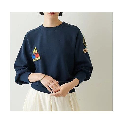【ウィムガゼット/Whim Gazette】のワッペンスウェット インテリア・キッズ・メンズ・レディースファッション・服の通販 founy(ファニー) 　ファッション　Fashion　レディースファッション　Fashion for Women　トップス・カットソー　Cut & Sew Tops　レディースパーカー・カジュアルフーディー　Casual Hoodies & Sweatshirts　スウェット・クルーネックトップス　Sweatshirts & Crewnecks / Relaxed Fit Sweat Tops　ヴィンテージ　Vintage Style　今季　This Season, Current Season　吸水　Absorbent, Quick-Dry　スウェット / スエット　Sweatshirt, Sweatwear　タオル　Towel, Bath Towel　定番　Standard, Basic Item　フェミニン　Feminine, Girly　ロング　Long, Long-Length　おすすめ　Recommended / Our Picks　2023春夏・S/S　Spring/Summer 2023 SS23　2023年　2023　ネイビー|ID: prp329100004459456 ipo3291000000031213324