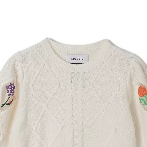 【ミュベール/MUVEIL】のフラワー刺繍プルオーバー 人気、トレンドファッション・服の通販 founy(ファニー) 　ファッション　Fashion　レディースファッション　WOMEN　トップス・カットソー　Tops/Tshirt　プルオーバー　Pullover　2025年　2025　2025春夏・S/S　Ss,Spring/Summer,2025　チュール　Tulle　フラワー　Flower　半袖　Short Sleeve　other-3|ID: prp329100004459499 ipo3291000000031252659