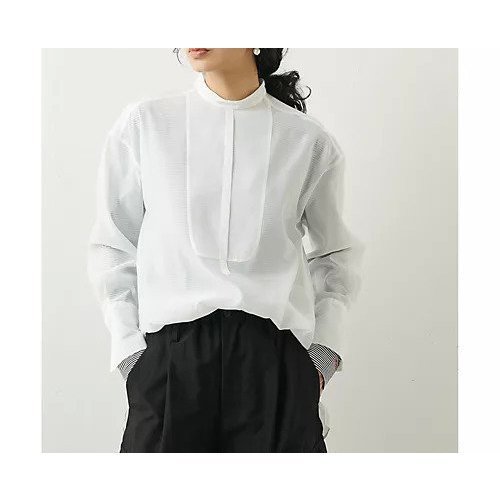 【ウィムガゼット/Whim Gazette】のオーガンジーブラウス インテリア・キッズ・メンズ・レディースファッション・服の通販 founy(ファニー) 　ファッション　Fashion　レディースファッション　Fashion for Women　トップス・カットソー　Cut & Sew Tops　シャツ・ブラウス・オフィスカジュアル　Elegant Blouses & Button-Ups　2023年　2023　2023春夏・S/S　Spring/Summer 2023 SS23　オーガンジー　Organza Fabric　クラシカル　Classical, Vintage-Inspired　シアー　Sheer, See-Through　スタンド　Stand Collar, Upright Stand　スリット　Slit, Slit Detail　バランス　Balance, Style Balance　フロント　Front, Front Design　ベビー　Baby, Babywear　エレガント 上品　Elegant　オフホワイト|ID: prp329100004459500 ipo3291000000031213452