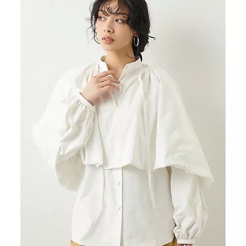 【ウィムガゼット/Whim Gazette】のタフタケープブラウス インテリア・キッズ・メンズ・レディースファッション・服の通販 founy(ファニー) 　ファッション　Fashion　レディースファッション　Fashion for Women　トップス・カットソー　Cut & Sew Tops　シャツ・ブラウス・オフィスカジュアル　Elegant Blouses & Button-Ups　2023年　2023　2023春夏・S/S　Spring/Summer 2023 SS23　おすすめ　Recommended / Our Picks　インナー　Innerwear　エレガント 上品　Elegant　クラシカル　Classical, Vintage-Inspired　スリーブ　Sleeve, Long Sleeve / Short Sleeve　タフタ　Taffeta, Structured Fabric　ノースリーブ　Sleeveless, No-Sleeve　ロング　Long, Long-Length　オフホワイト|ID: prp329100004459529 ipo3291000000031213558