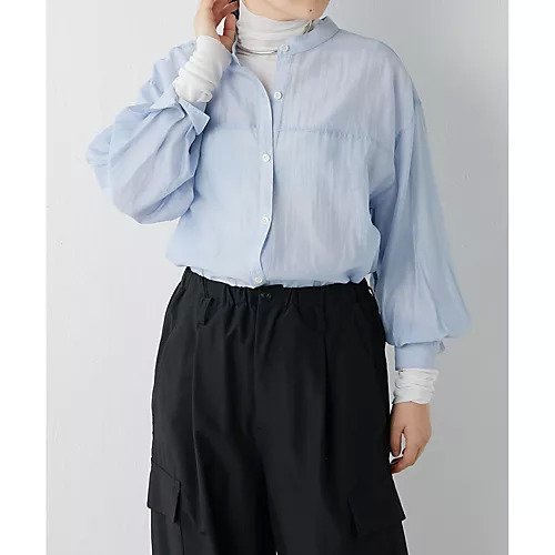 【ウィムガゼット/Whim Gazette】の【THE PAUSE】2WAYシアーシャツ インテリア・キッズ・メンズ・レディースファッション・服の通販 founy(ファニー) 　ファッション　Fashion　レディースファッション　Fashion for Women　トップス・カットソー　Cut & Sew Tops　シャツ・ブラウス・オフィスカジュアル　Elegant Blouses & Button-Ups　インナー　Innerwear　ヴィンテージ　Vintage Style　グラデーション　Gradient, Ombre　シアー　Sheer, See-Through　スタンド　Stand Collar, Upright Stand　パープル　Purple, Violet　羽織　Haori, Light Jacket　ラベンダー　Lavender　ロング　Long, Long-Length　ワーク　Workwear, Utility Style　おすすめ　Recommended / Our Picks　夏　Summer　2023春夏・S/S　Spring/Summer 2023 SS23　2023年　2023　サックスブルー|ID: prp329100004459657 ipo3291000000031214181