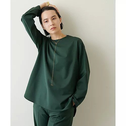 【ウィムガゼット/Whim Gazette】のストレッチクルーネックプルオーバー インテリア・キッズ・メンズ・レディースファッション・服の通販 founy(ファニー) 　ファッション　Fashion　レディースファッション　Fashion for Women　トップス・カットソー　Cut & Sew Tops　カジュアルプルオーバー・ニットトップス　Pullovers & Knit Tops / Casual Pullovers　シンプル　Simple, Minimal　ストレッチ　Stretch, Stretchy Fabric　セットアップ　Set-Up, Coordinated Outfit　トレンド　Trend, Trending Now　ドレープ　Drape, Draping Fabric　ベーシック　Basic, Essential　メランジ　Melange, Mixed Yarn　おすすめ　Recommended / Our Picks　2023春夏・S/S　Spring/Summer 2023 SS23　2023年　2023　エレガント 上品　Elegant　グリーン|ID: prp329100004459703 ipo3291000000031214389
