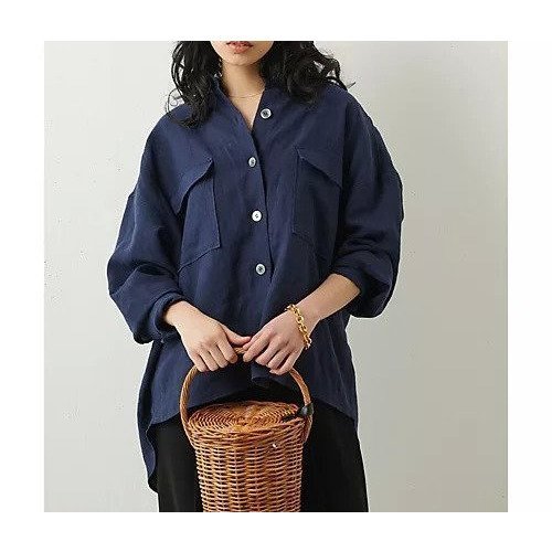 【ウィムガゼット/Whim Gazette】のリネンシャツ インテリア・キッズ・メンズ・レディースファッション・服の通販 founy(ファニー) 　ファッション　Fashion　レディースファッション　Fashion for Women　トップス・カットソー　Cut & Sew Tops　シャツ・ブラウス・オフィスカジュアル　Elegant Blouses & Button-Ups　フロント　Front, Front Design　ポケット　Pocket, Pocket Detail　羽織　Haori, Light Jacket　リネン　Linen, Linen Fabric　リラックス　Relax, Relaxed Fit　ワッシャー　Washer, Crinkled Finish　夏　Summer　2023春夏・S/S　Spring/Summer 2023 SS23　2023年　2023　エレガント 上品　Elegant　ネイビー|ID: prp329100004459737 ipo3291000000031214598