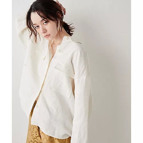【ウィムガゼット/Whim Gazette】のリネンシャツ インテリア・キッズ・メンズ・レディースファッション・服の通販 founy(ファニー) 　ファッション　Fashion　レディースファッション　Fashion for Women　トップス・カットソー　Cut & Sew Tops　シャツ・ブラウス・オフィスカジュアル　Elegant Blouses & Button-Ups　フロント　Front, Front Design　ポケット　Pocket, Pocket Detail　羽織　Haori, Light Jacket　リネン　Linen, Linen Fabric　リラックス　Relax, Relaxed Fit　ワッシャー　Washer, Crinkled Finish　夏　Summer　2023春夏・S/S　Spring/Summer 2023 SS23　2023年　2023　エレガント 上品　Elegant　オフホワイト|ID: prp329100004459737 ipo3291000000031214600