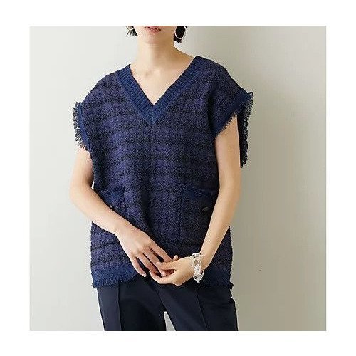 【ウィムガゼット/Whim Gazette】のツィードニットベスト 人気、トレンドファッション・服の通販 founy(ファニー) 　ファッション　Fashion　レディースファッション　Fashion for Women　アウター　Coat / Outerwear Collection　トップス・カットソー　Cut & Sew Tops　ニット　Knit Tops & Sweaters　ベスト&ジレ / 重ね着スタイル　Vests & Gilets　エレガント 上品　Elegant　カットソー　Cut and Sewn Top　コンパクト　Compact, Small Size　ツイード　Twill, Twill Weave　フリンジ　Fringe, Tassel　ベスト　Vest, Waistcoat　ポケット　Pocket, Pocket Detail　半袖　Short Sleeve, Half Sleeve　ミックス　Mix, Mixed Style　ロング　Long, Long-Length　おすすめ　Recommended / Our Picks　2023春夏・S/S　Spring/Summer 2023 SS23　2023年　2023　other-2|ID: prp329100004459909 ipo3291000000031238646