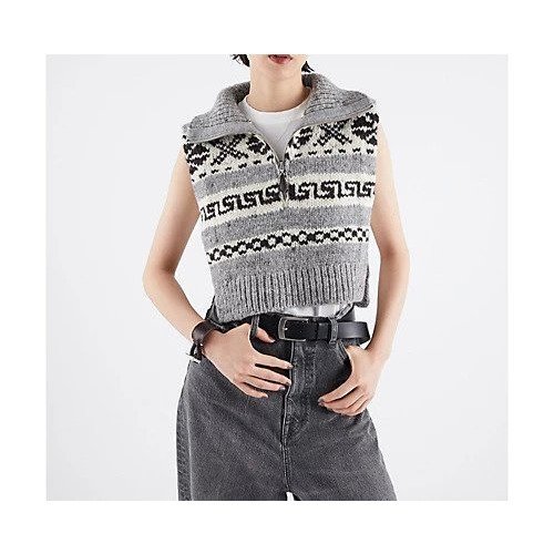 【ウィムガゼット/Whim Gazette】の【GEMINI】ローゲージニットベスト 人気、トレンドファッション・服の通販 founy(ファニー) 　ファッション　Fashion　レディースファッション　Fashion for Women　アウター　Coat / Outerwear Collection　トップス・カットソー　Cut & Sew Tops　ニット　Knit Tops & Sweaters　ベスト&ジレ / 重ね着スタイル　Vests & Gilets　ジップ　Zip, Zipper　ストール　Stole, Wrap　手編み　Hand-Knitted, Handmade Knit　ノースリーブ　Sleeveless, No-Sleeve　ハイネック　High Neck, Mock Neck　ボックス　Boxy, Box Shape　半袖　Short Sleeve, Half Sleeve　マフラー　Scarf, Muffler　2023年　2023　2023-2024秋冬・A/W　Autumn/Winter 2023–24 AW23–24　other-2|ID: prp329100004459984 ipo3291000000031238771