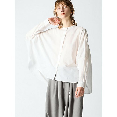 【ミズイロ インド/mizuiro ind】のバックギャザーワイドシャツ 人気、トレンドファッション・服の通販 founy(ファニー) 　ファッション　Fashion　レディースファッション　WOMEN　トップス・カットソー　Tops/Tshirt　シャツ/ブラウス　Shirts/Blouses　バッグ　Bag　ギャザー　Gather　シンプル　Simple　スタンド　Stand　フロント　Front　人気　Popularity　秋　Autumn/Fall　羽織　Haori　other-2|ID: prp329100004460021 ipo3291000000031238829