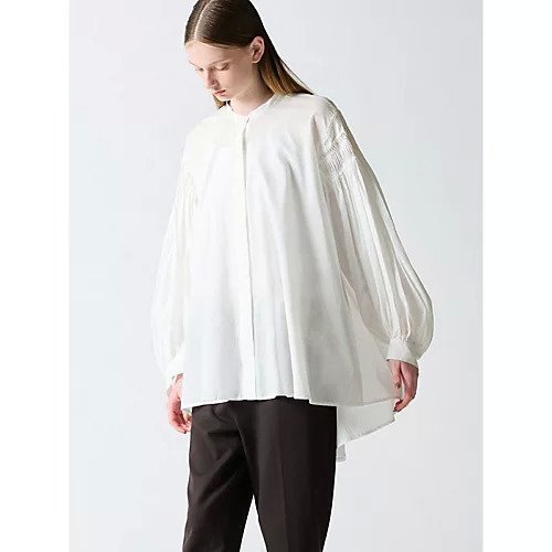 【ミズイロ インド/mizuiro ind】のピンタックパフスリーブシャツ インテリア・キッズ・メンズ・レディースファッション・服の通販 founy(ファニー) 　ファッション　Fashion　レディースファッション　WOMEN　トップス・カットソー　Tops/Tshirt　シャツ/ブラウス　Shirts/Blouses　スリーブ　Sleeve　フロント　Front　人気　Popularity　秋　Autumn/Fall　オフホワイト|ID: prp329100004460034 ipo3291000000031216441