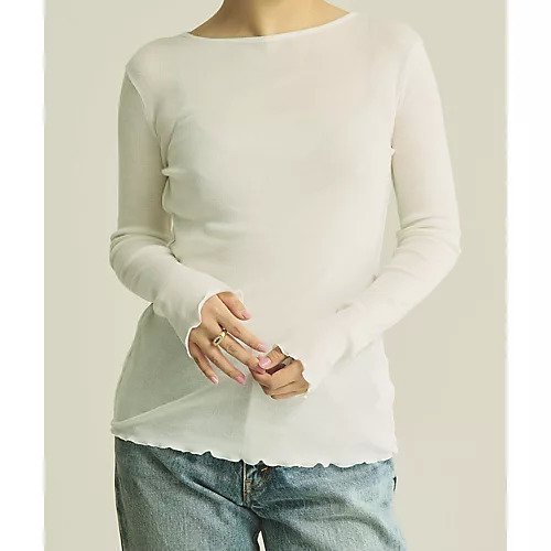 【ウィムガゼット/Whim Gazette】の【La nature linge】メロープルオーバー インテリア・キッズ・メンズ・レディースファッション・服の通販 founy(ファニー) 　ファッション　Fashion　レディースファッション　WOMEN　トップス・カットソー　Tops/Tshirt　プルオーバー　Pullover　インナー　Inner　エアリー　Airy　カットソー　Cut And Sew　シアー　Sheer　ジャケット　Jacket　長袖　Long Sleeve　フィット　Fit　ヘムライン　Hemline　おすすめ　Recommend　お家時間・ステイホーム　Home Time/Stay Home　2023年　2023　2023-2024秋冬・A/W　Aw/Autumn/Winter//Fw/Fall-Winter/2023-2024　エレガント 上品　Elegant　ホワイト|ID: prp329100004460170 ipo3291000000031217268