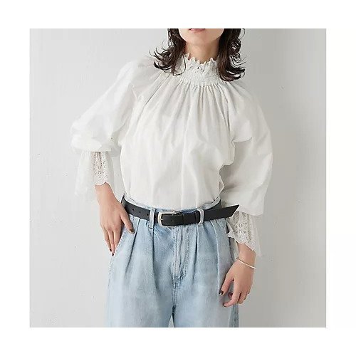 【ウィムガゼット/Whim Gazette】のレースコンビブラウス インテリア・キッズ・メンズ・レディースファッション・服の通販 founy(ファニー) 　ファッション　Fashion　レディースファッション　Fashion for Women　トップス・カットソー　Cut & Sew Tops　シャツ・ブラウス・オフィスカジュアル　Elegant Blouses & Button-Ups　インナー　Innerwear　エレガント 上品　Elegant　ヴィンテージ　Vintage Style　ジャケット　Jacket, Outerwear　スタンド　Stand Collar, Upright Stand　チュール　Tulip, Tulip Motif　ドッキング　Docking, Mixed Material　レース　Lace, Lace Fabric　おすすめ　Recommended / Our Picks　日本製　Made In Japan　2023年　2023　2023-2024秋冬・A/W　Autumn/Winter 2023–24 AW23–24　オフホワイト|ID: prp329100004460228 ipo3291000000031217659