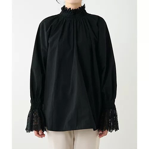 【ウィムガゼット/Whim Gazette】のレースコンビブラウス 人気、トレンドファッション・服の通販 founy(ファニー) 　ファッション　Fashion　レディースファッション　Fashion for Women　トップス・カットソー　Cut & Sew Tops　シャツ・ブラウス・オフィスカジュアル　Elegant Blouses & Button-Ups　インナー　Innerwear　エレガント 上品　Elegant　ヴィンテージ　Vintage Style　ジャケット　Jacket, Outerwear　スタンド　Stand Collar, Upright Stand　チュール　Tulip, Tulip Motif　ドッキング　Docking, Mixed Material　レース　Lace, Lace Fabric　おすすめ　Recommended / Our Picks　日本製　Made In Japan　2023年　2023　2023-2024秋冬・A/W　Autumn/Winter 2023–24 AW23–24　other-3|ID: prp329100004460228 ipo3291000000031239136