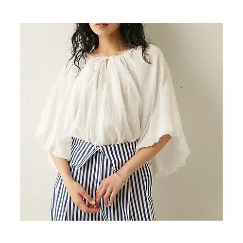 【ウィムガゼット/Whim Gazette】のバブルスリーブブラウス インテリア・キッズ・メンズ・レディースファッション・服の通販 founy(ファニー) 　ファッション　Fashion　レディースファッション　Fashion for Women　トップス・カットソー　Cut & Sew Tops　シャツ・ブラウス・オフィスカジュアル　Elegant Blouses & Button-Ups　ギャザー　Gathered, Ruffled　タイトスカート　Pencil Skirt, Tight Skirt　バランス　Balance, Style Balance　バルーン　Balloon, Balloon Silhouette　フロント　Front, Front Design　ミックス　Mix, Mixed Style　おすすめ　Recommended / Our Picks　2023春夏・S/S　Spring/Summer 2023 SS23　2023年　2023　エレガント 上品　Elegant　オフホワイト|ID: prp329100004460307 ipo3291000000031218159