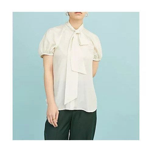【ウィムガゼット/Whim Gazette】のボータイ半袖ブラウス 人気、トレンドファッション・服の通販 founy(ファニー) 　ファッション　Fashion　レディースファッション　Fashion for Women　トップス・カットソー　Cut & Sew Tops　シャツ・ブラウス・オフィスカジュアル　Elegant Blouses & Button-Ups　2022年　2022　2022 春夏 S/S　Spring/Summer 2022 SS22　おすすめ　Recommended / Our Picks　エレガント 上品　Elegant　ギャザー　Gathered, Ruffled　コンパクト　Compact, Small Size　シアー　Sheer, See-Through　スリーブ　Sleeve, Long Sleeve / Short Sleeve　ドレープ　Drape, Draping Fabric　バランス　Balance, Style Balance　フェミニン　Feminine, Girly　リボン　Ribbon, Bow　半袖　Short Sleeve, Half Sleeve　夏　Summer　other-2|ID: prp329100004460312 ipo3291000000031239245