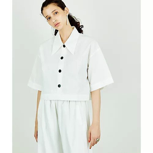 【ウィムガゼット/Whim Gazette】の【THE PAUSE】ポイントカラークロップドシャツ 人気、トレンドファッション・服の通販 founy(ファニー) 　ファッション　Fashion　レディースファッション　Fashion for Women　トップス・カットソー　Cut & Sew Tops　シャツ・ブラウス・オフィスカジュアル　Elegant Blouses & Button-Ups　ヴィンテージ　Vintage Style　クロップド　Cropped, Short Length　グラデーション　Gradient, Ombre　スリーブ　Sleeve, Long Sleeve / Short Sleeve　タイプライター　Typewriter Fabric, Crisp Cotton　トレンド　Trend, Trending Now　ハーフ　Half, Half-Length　バランス　Balance, Style Balance　ボックス　Boxy, Box Shape　ボトム　Bottoms, Lower Wear　半袖　Short Sleeve, Half Sleeve　モノトーン　Monotone, Black and White　ワーク　Workwear, Utility Style　2022年　2022　2022 春夏 S/S　Spring/Summer 2022 SS22　おすすめ　Recommended / Our Picks　夏　Summer　other-2|ID: prp329100004460316 ipo3291000000031239253