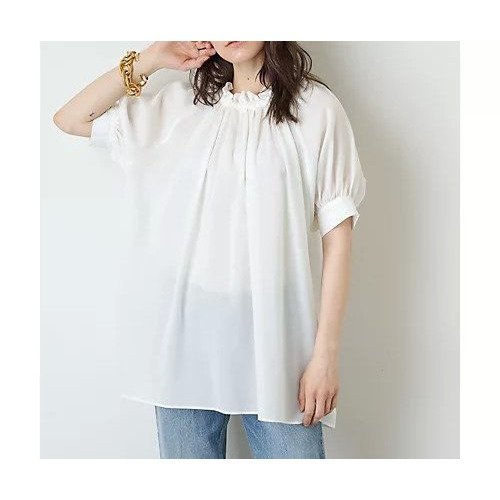 【ウィムガゼット/Whim Gazette】のギャザーネックブラウス インテリア・キッズ・メンズ・レディースファッション・服の通販 founy(ファニー) 　ファッション　Fashion　レディースファッション　Fashion for Women　トップス・カットソー　Cut & Sew Tops　シャツ・ブラウス・オフィスカジュアル　Elegant Blouses & Button-Ups　ウォッシャブル　Machine Washable　カフス　Cuff Design　ギャザー　Gathered, Ruffled　スリット　Slit, Slit Detail　スリーブ　Sleeve, Long Sleeve / Short Sleeve　バランス　Balance, Style Balance　フェミニン　Feminine, Girly　フリル　Frill, Ruffle　リボン　Ribbon, Bow　2022年　2022　2022 春夏 S/S　Spring/Summer 2022 SS22　エレガント 上品　Elegant　オフホワイト|ID: prp329100004460320 ipo3291000000031218246
