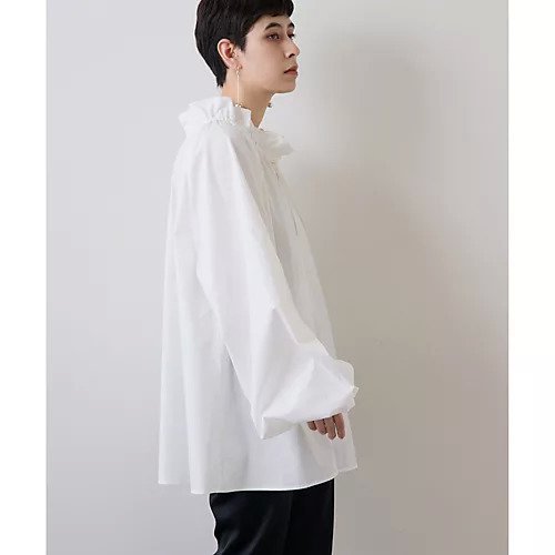 【ウィムガゼット/Whim Gazette】のスタンドカラー ギャザーブラウス 人気、トレンドファッション・服の通販 founy(ファニー) 　ファッション　Fashion　レディースファッション　Fashion for Women　トップス・カットソー　Cut & Sew Tops　シャツ・ブラウス・オフィスカジュアル　Elegant Blouses & Button-Ups　ギャザー　Gathered, Ruffled　スタンド　Stand Collar, Upright Stand　ストレッチ　Stretch, Stretchy Fabric　スリーブ　Sleeve, Long Sleeve / Short Sleeve　フリル　Frill, Ruffle　フロント　Front, Front Design　リボン　Ribbon, Bow　other-3|ID: prp329100004460326 ipo3291000000031239270