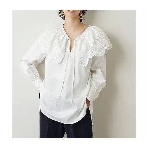 【ウィムガゼット/Whim Gazette】の【Col Pierrot】オリジナルレースブラウス 人気、トレンドファッション・服の通販 founy(ファニー) ファッション Fashion レディースファッション Fashion for Women トップス・カットソー Cut & Sew Tops シャツ・ブラウス・オフィスカジュアル Elegant Blouses & Button-Ups カーディガン Cardigan, Knitwear サテン Satin, Glossy Fabric サロペット Overalls, Salopette デニム Denim, Jeans Material フィット Fit, Slim Fit フランス France, French ボトム Bottoms, Lower Wear レース Lace, Lace Fabric 2022年 2022 2022 春夏 S/S Spring/Summer 2022 SS22 おすすめ Recommended / Our Picks エレガント 上品 Elegant other-1|ID: prp329100004460332 ipo3291000000031218317