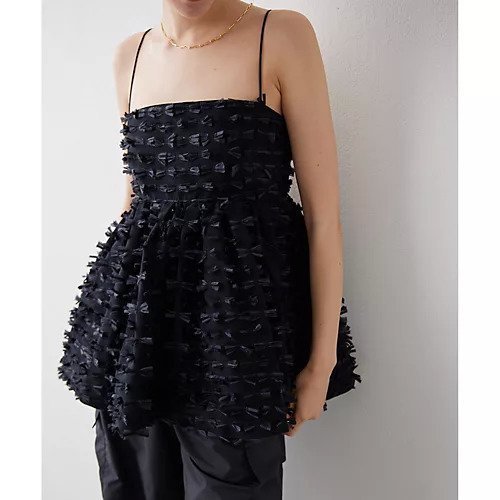 【ウィムガゼット/Whim Gazette】のリボンキャミブラウス 人気、トレンドファッション・服の通販 founy(ファニー) 　ファッション　Fashion　レディースファッション　WOMEN　トップス・カットソー　Tops/Tshirt　キャミソール / ノースリーブ　No Sleeves　シャツ/ブラウス　Shirts/Blouses　インナー　Inner　カットジャガード　Cut Jacquard　キャミソール　Camisole　ギャザー　Gather　デニム　Denim　フェミニン　Feminine　フレア　Flare　ボトム　Bottom　ラップ　Wrap　リボン　Ribbon　ロング　Long　おすすめ　Recommend　2023春夏・S/S　Ss,Spring/Summer,2023　2023年　2023　other-2|ID: prp329100004460349 ipo3291000000031239307