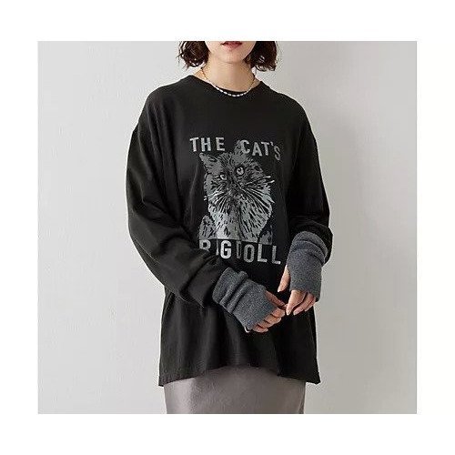 【ウィムガゼット/Whim Gazette】のCAT ロングTシャツ 人気、トレンドファッション・服の通販 founy(ファニー) 　ファッション　Fashion　レディースファッション　Fashion for Women　トップス・カットソー　Cut & Sew Tops　シャツ・ブラウス・オフィスカジュアル　Elegant Blouses & Button-Ups　ロングTシャツ・Tシャツ　Longline T-Shirts & Tees　インナー　Innerwear　ヴィンテージ　Vintage Style　カットソー　Cut and Sewn Top　カーディガン　Cardigan, Knitwear　ジャケット　Jacket, Outerwear　スリーブ　Sleeve, Long Sleeve / Short Sleeve　プリント　Print, Printed Pattern　ベーシック　Basic, Essential　ボトム　Bottoms, Lower Wear　リラックス　Relax, Relaxed Fit　ロング　Long, Long-Length　おすすめ　Recommended / Our Picks　2023年　2023　2023-2024秋冬・A/W　Autumn/Winter 2023–24 AW23–24　other-2|ID: prp329100004460374 ipo3291000000031239351