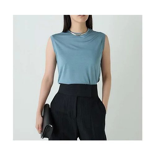 【カオス/Chaos】のシルクフレーズノースリーブTシャツ インテリア・キッズ・メンズ・レディースファッション・服の通販 founy(ファニー) 　ファッション　Fashion　レディースファッション　Fashion for Women　トップス・カットソー　Cut & Sew Tops　キャミソール&ノースリーブ　Camisoles & Sleeveless Tops　シャツ・ブラウス・オフィスカジュアル　Elegant Blouses & Button-Ups　ロングTシャツ・Tシャツ　Longline T-Shirts & Tees　2025年　2025　2025春夏・S/S　Spring/Summer 2025 SS25　カットソー　Cut and Sewn Top　スリット　Slit, Slit Detail　ノースリーブ　Sleeveless, No-Sleeve　ボトム　Bottoms, Lower Wear　ライトブルー|ID: prp329100004460582 ipo3291000000035914462