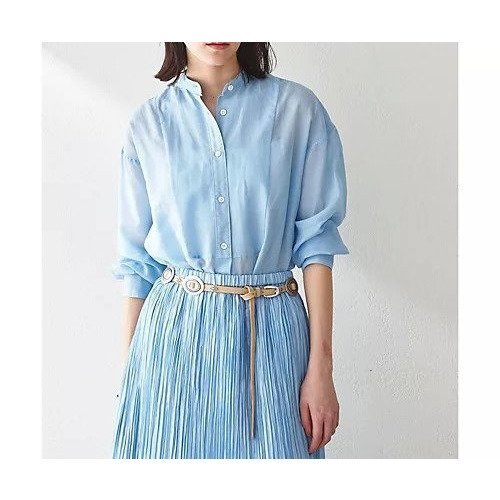 【ウィムガゼット/Whim Gazette】のバンドカラーシルクローンシャツ インテリア・キッズ・メンズ・レディースファッション・服の通販 founy(ファニー) 　雑誌掲載アイテム　Magazine Items　ファッション雑誌　Fashion Magazines　ストーリィ　STORY　リー　LEE　ファッション　Fashion　レディースファッション　Ladies' Fashion Online　トップス・カットソー　Tops/Tshirt　シャツ/ブラウス　Shirts/Blouses　春　Spring　5月号　May Issue　クラシカル　Classical　7月号　July Issue　シアー　Sheer　シルク　Silk　スタイリッシュ　Stylish　スタンド　Stand　セットアップ　Set Up　雑誌　Magazine　ノースリーブ　No Sleeve　フロント　Front　ベビー　Baby　ボトム　Bottom　S/S・春夏　Ss・Spring/Summer　おすすめ　Recommend　夏　Summer　2024年　2024　2024春夏・S/S　Ss,Spring/Summer,2024　エレガント 上品　Elegant　サックスブルー|ID: prp329100004460648 ipo3291000000031220602