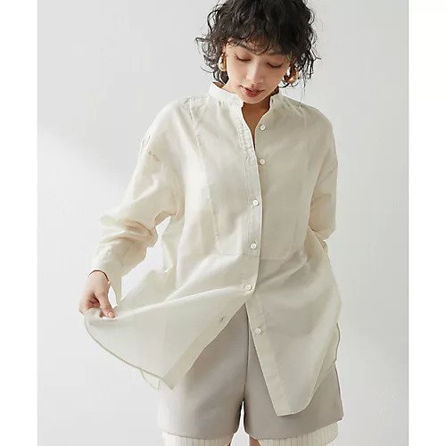 【ウィムガゼット/Whim Gazette】のバンドカラーシルクローンシャツ インテリア・キッズ・メンズ・レディースファッション・服の通販 founy(ファニー) 　雑誌掲載アイテム　Magazine Items　ファッション雑誌　Fashion Magazines　ストーリィ　STORY　リー　LEE　ファッション　Fashion　レディースファッション　Ladies' Fashion Online　トップス・カットソー　Tops/Tshirt　シャツ/ブラウス　Shirts/Blouses　春　Spring　5月号　May Issue　クラシカル　Classical　7月号　July Issue　シアー　Sheer　シルク　Silk　スタイリッシュ　Stylish　スタンド　Stand　セットアップ　Set Up　雑誌　Magazine　ノースリーブ　No Sleeve　フロント　Front　ベビー　Baby　ボトム　Bottom　S/S・春夏　Ss・Spring/Summer　おすすめ　Recommend　夏　Summer　2024年　2024　2024春夏・S/S　Ss,Spring/Summer,2024　エレガント 上品　Elegant　ライトベージュ|ID: prp329100004460648 ipo3291000000031220603