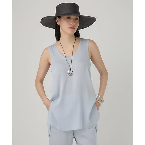 【カオス/Chaos】のシルシャーノースリーブ インテリア・キッズ・メンズ・レディースファッション・服の通販 founy(ファニー) 　ファッション　Fashion　レディースファッション　WOMEN　トップス・カットソー　Tops/Tshirt　キャミソール / ノースリーブ　No Sleeves　2024年　2024　2024春夏・S/S　Ss,Spring/Summer,2024　シンプル　Simple　フリル　Frills　エレガント 上品　Elegant　夏　Summer　サックス|ID: prp329100004460753 ipo3291000000031221240