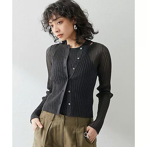 【ウィムガゼット/Whim Gazette】のラメリブカーディガン インテリア・キッズ・メンズ・レディースファッション・服の通販 founy(ファニー) 　雑誌掲載アイテム　Magazine Items　ファッション雑誌　Fashion Magazines　ヴェリィ　VERY　ファッション　Fashion　レディースファッション　WOMEN　トップス・カットソー　Tops/Tshirt　カーディガン　Cardigans　アンサンブル　Ensemble　春　Spring　カーディガン　Cardigan　コンパクト　Compact　シアー　Sheer　シンプル　Simple　スリット　Slit　雑誌　Magazine　ボトム　Bottom　6月号　June Issue　S/S・春夏　Ss・Spring/Summer　おすすめ　Recommend　夏　Summer　2024年　2024　2024春夏・S/S　Ss,Spring/Summer,2024　エレガント 上品　Elegant　ブラック|ID: prp329100004460798 ipo3291000000031221518