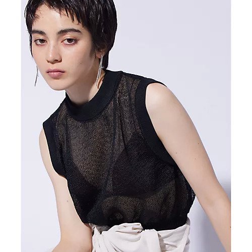 【ウィムガゼット/Whim Gazette】の【THE PAUSE】シャイニーシアーノースリーブプルオーバー 人気、トレンドファッション・服の通販 founy(ファニー) 　ファッション　Fashion　レディースファッション　Fashion for Women　トップス・カットソー　Cut & Sew Tops　キャミソール&ノースリーブ　Camisoles & Sleeveless Tops　カジュアルプルオーバー・ニットトップス　Pullovers & Knit Tops / Casual Pullovers　ヴィンテージ　Vintage Style　グラデーション　Gradient, Ombre　コンパクト　Compact, Small Size　シアー　Sheer, See-Through　透かし　Cut-Out, Lacework　ノースリーブ　Sleeveless, No-Sleeve　バランス　Balance, Style Balance　フェミニン　Feminine, Girly　フリル　Frill, Ruffle　ボトム　Bottoms, Lower Wear　ワーク　Workwear, Utility Style　夏　Summer　2024年　2024　2024春夏・S/S　Spring/Summer 2024 SS24　エレガント 上品　Elegant　 other-1|ID: prp329100004460833 ipo3291000000031221699