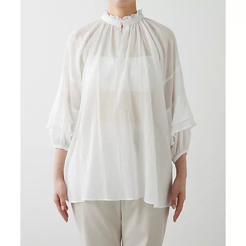 【ウィムガゼット/Whim Gazette】のフリルスリーブブラウス 人気、トレンドファッション・服の通販 founy(ファニー) 　ファッション　Fashion　レディースファッション　Fashion for Women　トップス・カットソー　Cut & Sew Tops　シャツ・ブラウス・オフィスカジュアル　Elegant Blouses & Button-Ups　シアー　Sheer, See-Through　スキッパー　Skipper, Open Collar　スリーブ　Sleeve, Long Sleeve / Short Sleeve　フェミニン　Feminine, Girly　フリル　Frill, Ruffle　フロント　Front, Front Design　ボトム　Bottoms, Lower Wear　2024年　2024　2024春夏・S/S　Spring/Summer 2024 SS24　エレガント 上品　Elegant　other-2|ID: prp329100004460915 ipo3291000000031240588