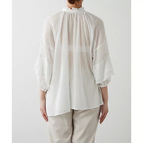 【ウィムガゼット/Whim Gazette】のフリルスリーブブラウス 人気、トレンドファッション・服の通販 founy(ファニー) 　ファッション　Fashion　レディースファッション　Fashion for Women　トップス・カットソー　Cut & Sew Tops　シャツ・ブラウス・オフィスカジュアル　Elegant Blouses & Button-Ups　シアー　Sheer, See-Through　スキッパー　Skipper, Open Collar　スリーブ　Sleeve, Long Sleeve / Short Sleeve　フェミニン　Feminine, Girly　フリル　Frill, Ruffle　フロント　Front, Front Design　ボトム　Bottoms, Lower Wear　2024年　2024　2024春夏・S/S　Spring/Summer 2024 SS24　エレガント 上品　Elegant　other-3|ID: prp329100004460915 ipo3291000000031240590
