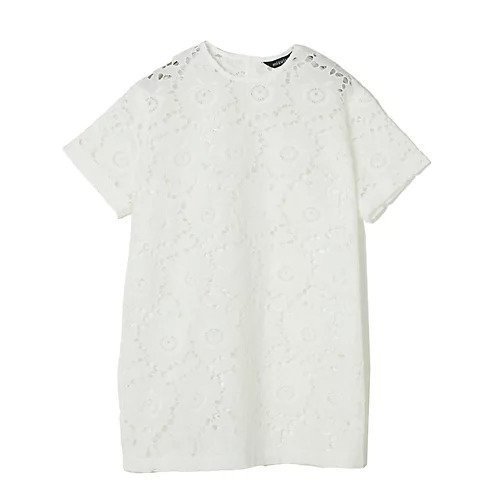 【ミズイロ インド/mizuiro ind】のレースクルーネックチュニックシャツ インテリア・キッズ・メンズ・レディースファッション・服の通販 founy(ファニー) 　ファッション　Fashion　レディースファッション　Fashion for Women　トップス・カットソー　Cut & Sew Tops　シャツ・ブラウス・オフィスカジュアル　Elegant Blouses & Button-Ups　インナー　Innerwear　カーディガン　Cardigan, Knitwear　キャミソール　Camisole, Spaghetti Strap Top　ジャケット　Jacket, Outerwear　タンク　Tank Top, Sleeveless Top　フラワー　Flower, Floral　モチーフ　Motif, Design Theme　夏　Summer　洗える　Machine Washable　オフホワイト|ID: prp329100004460952 ipo3291000000031222352