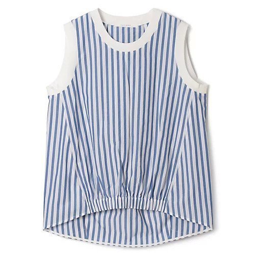 【プレインピープル/PLAIN PEOPLE】のギャザープルオーバー インテリア・キッズ・メンズ・レディースファッション・服の通販 founy(ファニー) 　ファッション　Fashion　レディースファッション　WOMEN　トップス・カットソー　Tops/Tshirt　プルオーバー　Pullover　ギャザー　Gather　トレンド　Trend　ノースリーブ　No Sleeve　フロント　Front　洗える　Washable　ブルーストライプ|ID: prp329100004460998 ipo3291000000031222637