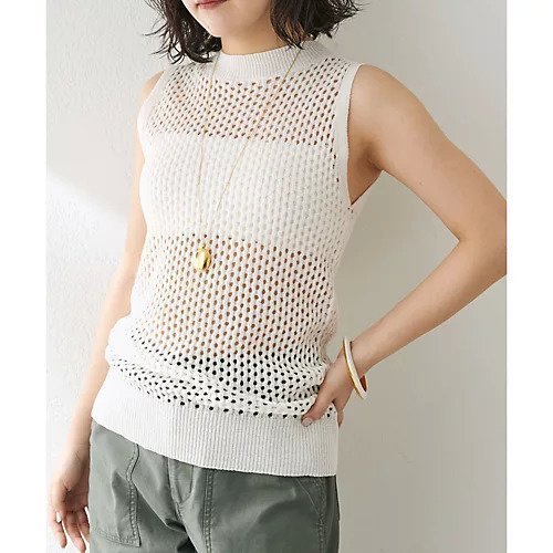 【ウィムガゼット/Whim Gazette】のメッシュノースリプルオーバー インテリア・キッズ・メンズ・レディースファッション・服の通販 founy(ファニー) 　ファッション　Fashion　レディースファッション　WOMEN　トップス・カットソー　Tops/Tshirt　プルオーバー　Pullover　アイレット　Eyelet　キャミソール　Camisole　タンク　Tank　ノースリーブ　No Sleeve　フィット　Fit　ベスト　Vest　半袖　Short Sleeve　おすすめ　Recommend　夏　Summer　2024年　2024　2024春夏・S/S　Ss,Spring/Summer,2024　エレガント 上品　Elegant　アイボリー|ID: prp329100004461011 ipo3291000000031222732