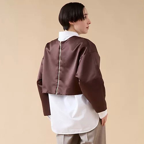 【マルティニーク/martinique】の2wayショートプルオーバー 人気、トレンドファッション・服の通販 founy(ファニー) 　ファッション　Fashion　レディースファッション　Fashion for Women　トップス・カットソー　Cut & Sew Tops　カジュアルプルオーバー・ニットトップス　Pullovers & Knit Tops / Casual Pullovers　おすすめ　Recommended / Our Picks　インナー　Innerwear　サテン　Satin, Glossy Fabric　ショート　Short, Short Length　フォルム　Silhouette, Form　フロント　Front, Front Design　ブルゾン　Blouson, Bomber Jacket　ワイド　Wide, Wide Fit　羽織　Haori, Light Jacket　other-3|ID: prp329100004461096 ipo3291000000035903505