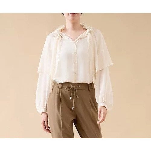 【マルティニーク/martinique】のケープブラウス インテリア・キッズ・メンズ・レディースファッション・服の通販 founy(ファニー) 　ファッション　Fashion　レディースファッション　WOMEN　トップス・カットソー　Tops/Tshirt　シャツ/ブラウス　Shirts/Blouses　おすすめ　Recommend　シフォン　Chiffon　ジョーゼット　Georgette　デニム　Denim　トレンド　Trend　オフホワイト|ID: prp329100004461098 ipo3291000000031223238
