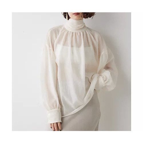 【ウィムガゼット/Whim Gazette】のオーガンザボウブラウス インテリア・キッズ・メンズ・レディースファッション・服の通販 founy(ファニー) 　ファッション　Fashion　レディースファッション　Fashion for Women　トップス・カットソー　Cut & Sew Tops　シャツ・ブラウス・オフィスカジュアル　Elegant Blouses & Button-Ups　イエロー　Yellow　シルク　Silk, 100% Silk　スウェット / スエット　Sweatshirt, Sweatwear　ハイネック　High Neck, Mock Neck　ベビー　Baby, Babywear　リボン　Ribbon, Bow　ワッシャー　Washer, Crinkled Finish　おすすめ　Recommended / Our Picks　エレガント 上品　Elegant　エクリュ|ID: prp329100004461191 ipo3291000000033021345