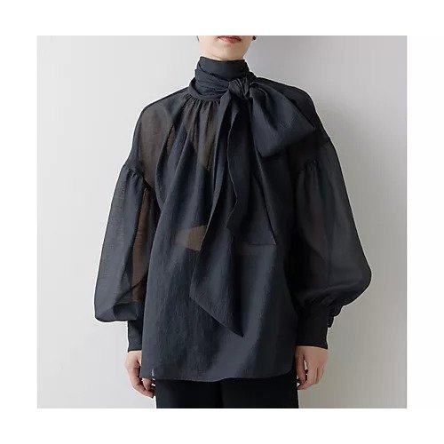 【ウィムガゼット/Whim Gazette】のオーガンザボウブラウス インテリア・キッズ・メンズ・レディースファッション・服の通販 founy(ファニー) 　ファッション　Fashion　レディースファッション　Fashion for Women　トップス・カットソー　Cut & Sew Tops　シャツ・ブラウス・オフィスカジュアル　Elegant Blouses & Button-Ups　イエロー　Yellow　シルク　Silk, 100% Silk　スウェット / スエット　Sweatshirt, Sweatwear　ハイネック　High Neck, Mock Neck　ベビー　Baby, Babywear　リボン　Ribbon, Bow　ワッシャー　Washer, Crinkled Finish　おすすめ　Recommended / Our Picks　エレガント 上品　Elegant　ブラック|ID: prp329100004461191 ipo3291000000033021347