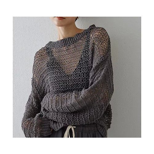 【ウィムガゼット/Whim Gazette】のローゲージニットプルオーバー インテリア・キッズ・メンズ・レディースファッション・服の通販 founy(ファニー) 　ファッション　Fashion　レディースファッション　Fashion for Women　トップス・カットソー　Cut & Sew Tops　ニット　Knit Tops & Sweaters　カジュアルプルオーバー・ニットトップス　Pullovers & Knit Tops / Casual Pullovers　2024年　2024　2024-2025秋冬・A/W　Autumn/Winter 2024–25 AW24–25　インナー　Innerwear　キャミソール　Camisole, Spaghetti Strap Top　シンプル　Simple, Minimal　タンク　Tank Top, Sleeveless Top　リラックス　Relax, Relaxed Fit　ロング　Long, Long-Length　チャコールグレー|ID: prp329100004461195 ipo3291000000031223830