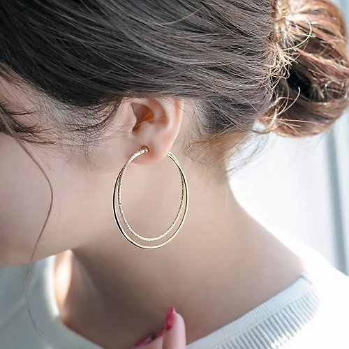 【フィービィー/phoebe】のダブルレイヤードフープイヤリング 人気、トレンドファッション・服の通販 founy(ファニー) 　ファッション　Fashion　レディースファッション　WOMEN　ジュエリー　Jewelry　リング　Rings　イヤリング　Earrings　アクセサリー　Accessories　イヤリング　Earrings　シルバー　Silver　テクスチャー　Texture　フープ　Hoop　other-3|ID: prp329100004461305 ipo3291000000031241549