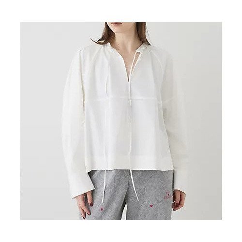 【ウィムガゼット/Whim Gazette】のシルエットブラウス インテリア・キッズ・メンズ・レディースファッション・服の通販 founy(ファニー) 　ファッション　Fashion　レディースファッション　Fashion for Women　トップス・カットソー　Cut & Sew Tops　シャツ・ブラウス・オフィスカジュアル　Elegant Blouses & Button-Ups　2024年　2024　2024-2025秋冬・A/W　Autumn/Winter 2024–25 AW24–25　シンプル　Simple, Minimal　ストレッチ　Stretch, Stretchy Fabric　スマート　Smart, Elegant　タイトスカート　Pencil Skirt, Tight Skirt　デニム　Denim, Jeans Material　フォルム　Silhouette, Form　リボン　Ribbon, Bow　オフホワイト|ID: prp329100004461535 ipo3291000000031225533