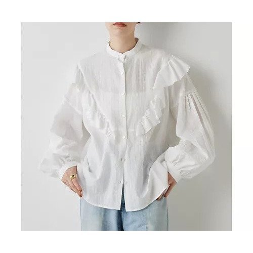 【ウィムガゼット/Whim Gazette】のフリルブラウス インテリア・キッズ・メンズ・レディースファッション・服の通販 founy(ファニー) 　ファッション　Fashion　レディースファッション　Fashion for Women　トップス・カットソー　Cut & Sew Tops　シャツ・ブラウス・オフィスカジュアル　Elegant Blouses & Button-Ups　2024年　2024　2024-2025秋冬・A/W　Autumn/Winter 2024–25 AW24–25　ジャケット　Jacket, Outerwear　フェミニン　Feminine, Girly　フリル　Frill, Ruffle　ロング　Long, Long-Length　オフホワイト|ID: prp329100004461536 ipo3291000000031225539