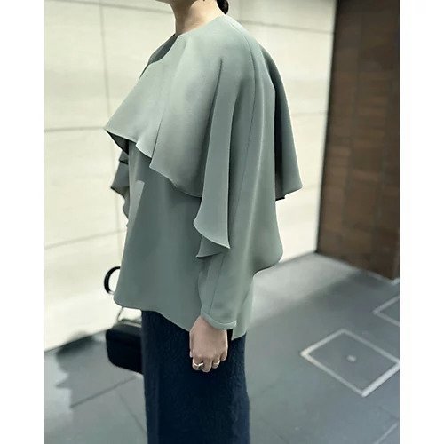 【デザイン ワークス/DESIGN WORKS】の【Marisol別注】フリルデザインブラウス 人気、トレンドファッション・服の通販 founy(ファニー) 　ファッション　Fashion　レディースファッション　Fashion for Women　トップス・カットソー　Cut & Sew Tops　シャツ・ブラウス・オフィスカジュアル　Elegant Blouses & Button-Ups　クール　Cool, Chic　ストレッチ　Stretch, Stretchy Fabric　フリル　Frill, Ruffle　フレア　Flare, Flared　ボトム　Bottoms, Lower Wear　エレガント 上品　Elegant　別注　Limited Edition, Custom Order　洗える　Machine Washable　秋　Autumn　長袖　Long Sleeve, Full Sleeve　other-3|ID: prp329100004461629 ipo3291000000034616996