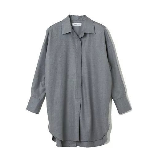 【サクラ/SACRA】のフランネルシャツ インテリア・キッズ・メンズ・レディースファッション・服の通販 founy(ファニー) 　ファッション　Fashion　レディースファッション　Ladies' Fashion Online　トップス・カットソー　Tops/Tshirt　シャツ/ブラウス　Shirts/Blouses　スキッパー　Skipper　タートル　Turtle　ヨーク　Yoke　ロング　Long　グレー|ID: prp329100004461653 ipo3291000000031226229