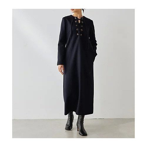 【ウィムガゼット/Whim Gazette】のレースアップワンピース インテリア・キッズ・メンズ・レディースファッション・服の通販 founy(ファニー) 　ファッション　Fashion　レディースファッション　Fashion for Women　ワンピース　Dresses　2024年　2024　2024-2025秋冬・A/W　Autumn/Winter 2024–25 AW24–25　インナー　Innerwear　スタイリッシュ　Stylish, Fashionable　タートルネック　Turtleneck, High Neck　メルトン　Melton, Heavy Wool　モダン　Modern, Contemporary　レース　Lace, Lace Fabric　ロング　Long, Long-Length　エレガント 上品　Elegant　ネイビー|ID: prp329100004461682 ipo3291000000031226365