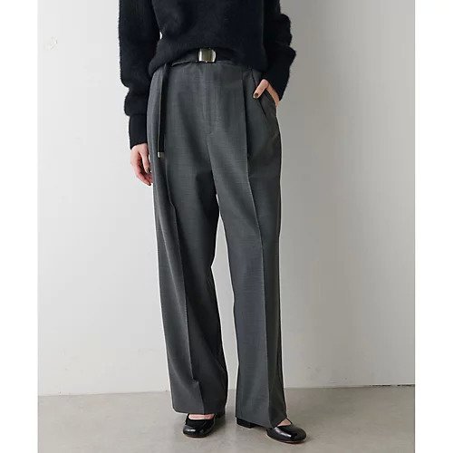 【ウィムガゼット/Whim Gazette】のワイドタックパンツ インテリア・キッズ・メンズ・レディースファッション・服の通販 founy(ファニー) 　ファッション　Fashion　レディースファッション　Fashion for Women　パンツ　Pants & Trousers　ストレート　Straight, Straight Cut　フロント　Front, Front Design　エレガント 上品　Elegant　チャコールグレー|ID: prp329100004461768 ipo3291000000031226808