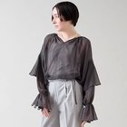 【マルティニーク/martinique】のシフォンギャザーブラウス チャコール|ID: prp329100004461880 ipo3291000000035297310