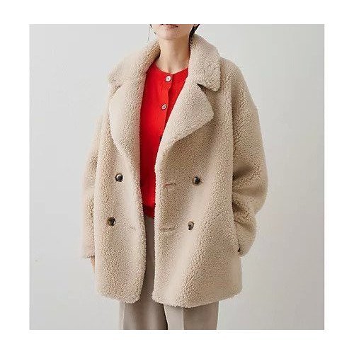 【ウィムガゼット/Whim Gazette】の【THE PAUSE】ボアダブルコート インテリア・キッズ・メンズ・レディースファッション・服の通販 founy(ファニー) 　ファッション　Fashion　レディースファッション　WOMEN　アウター　Coat Outerwear　コート　Coats　2024年　2024　2024-2025秋冬・A/W　Aw/Autumn/Winter/Fw/Fall/2024-2025　グラデーション　Gradation　ショルダー　Shoulder　ダブル　Double　ドロップ　Drop　フォルム　Form　ミドル　Middle　ワーク　Work　ヴィンテージ　Vintage　ライトベージュ|ID: prp329100004461963 ipo3291000000031227847